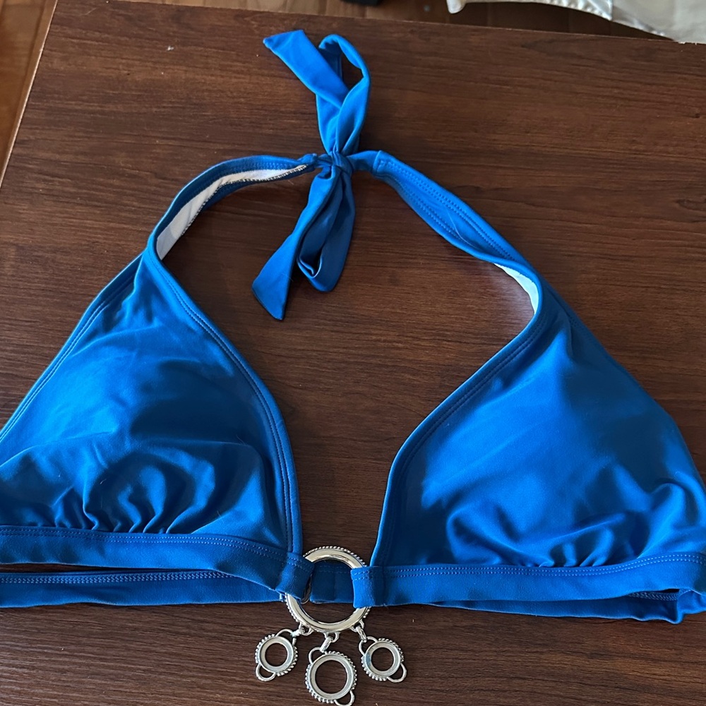 Blue Halter Bikini Top